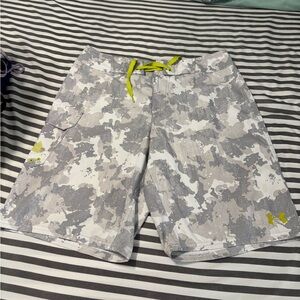 Under Armour Men's White and Gray Camo Board Shorts